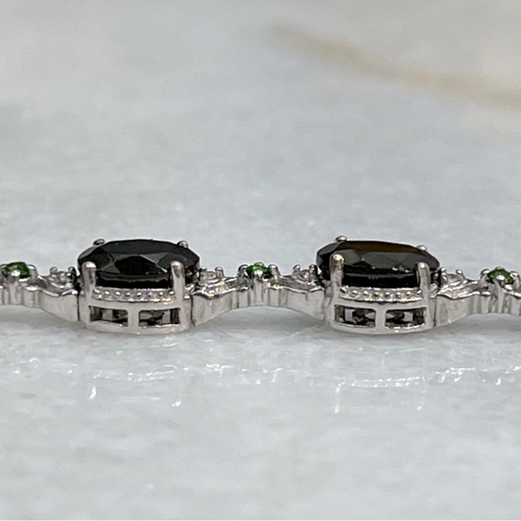 Shungite Multigemstone Sterling Silver Box Lock Clasp Closure Bracelet - Picture 11 of 11